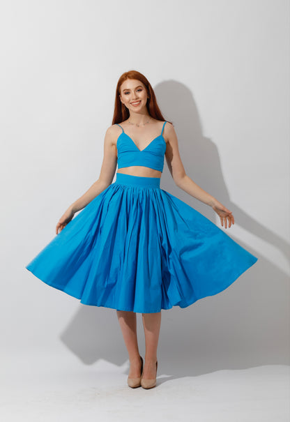 Co-Ord Flared Skirt - Blue
