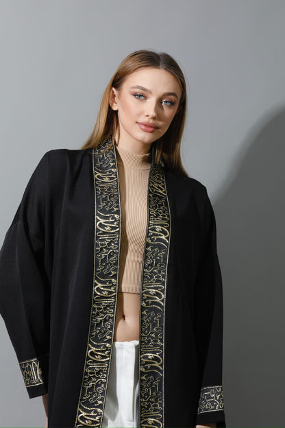 Arabic Long Kaftan - Black & Gold
