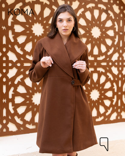 Arlette Short Halter Wrapped Coat - Brown