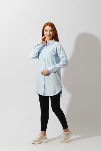 Shirt ‏with Two Pockets - Baby Blue