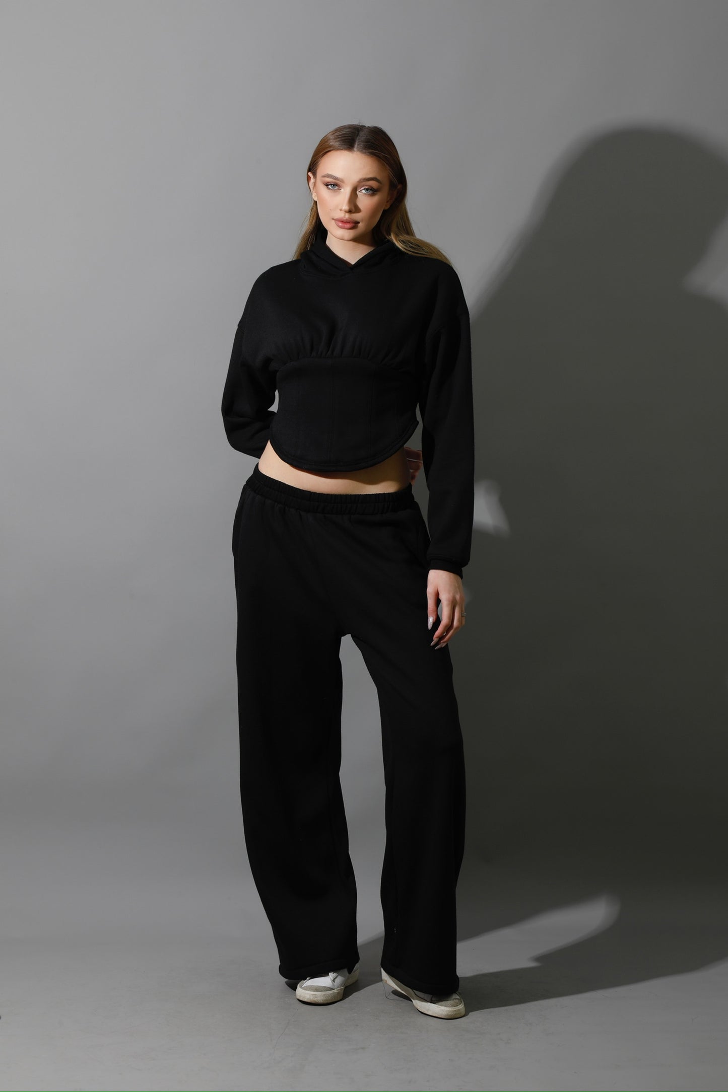 Corset Hoodie Set - Black