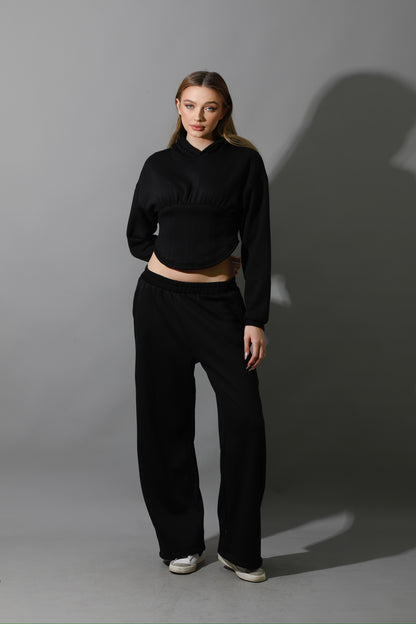 Corset Hoodie Set - Black