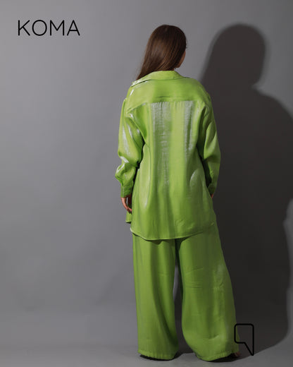 Shemer Wide Leg Trousers - Lime Green