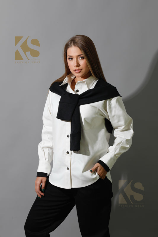 Double Sleeved Shirt - White & Black