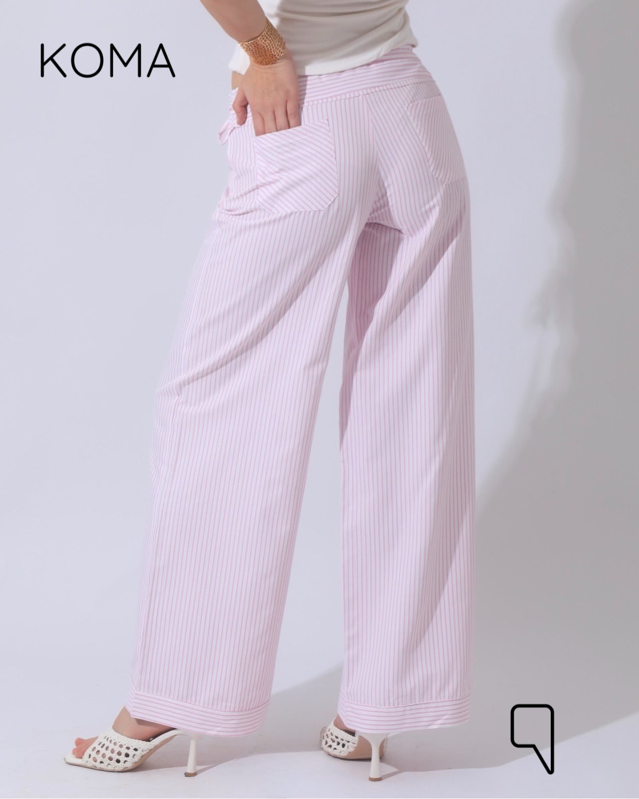 Sloane Striped Low Waist Pants - Pink