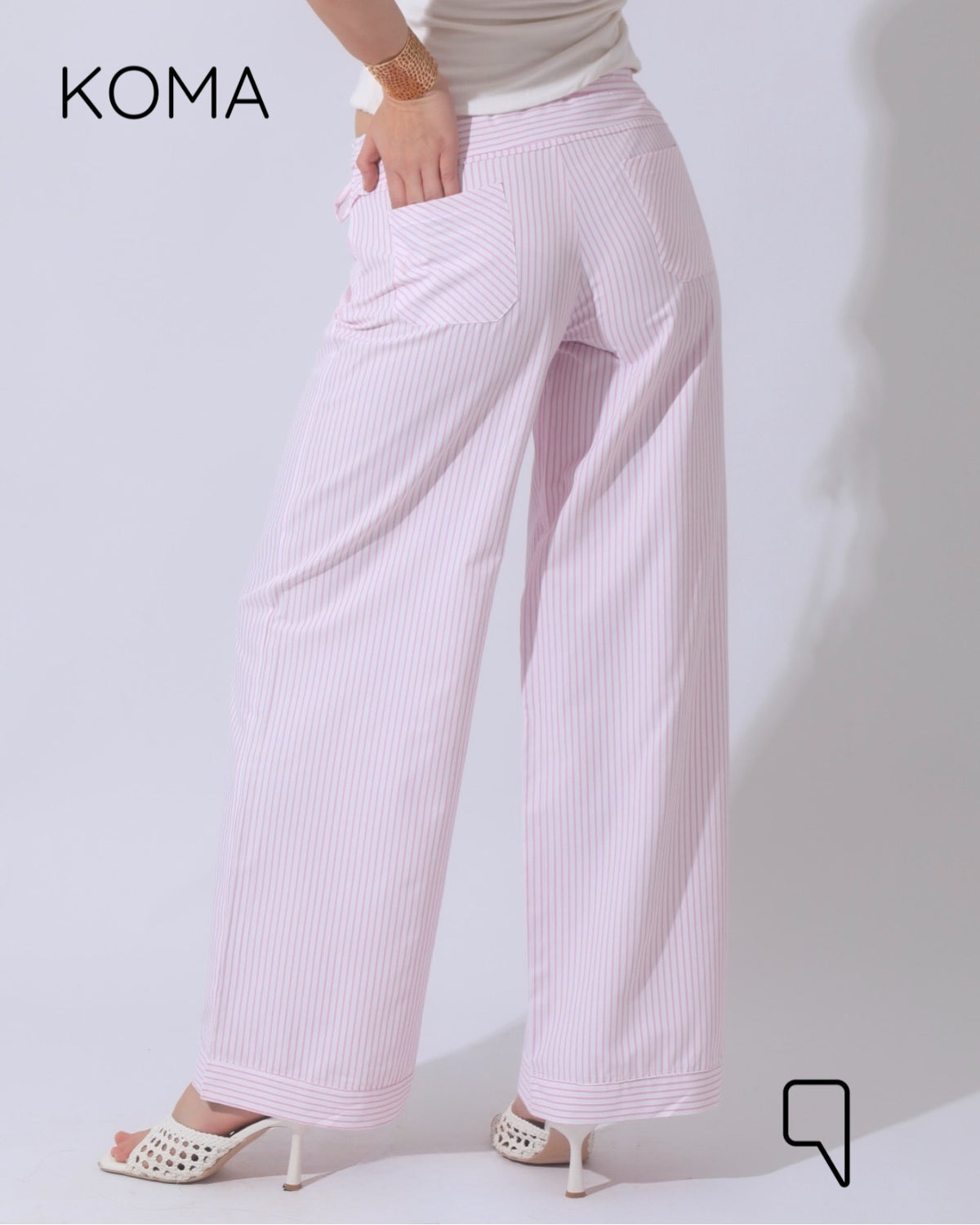 Sloane Striped Low Waist Pants - Pink