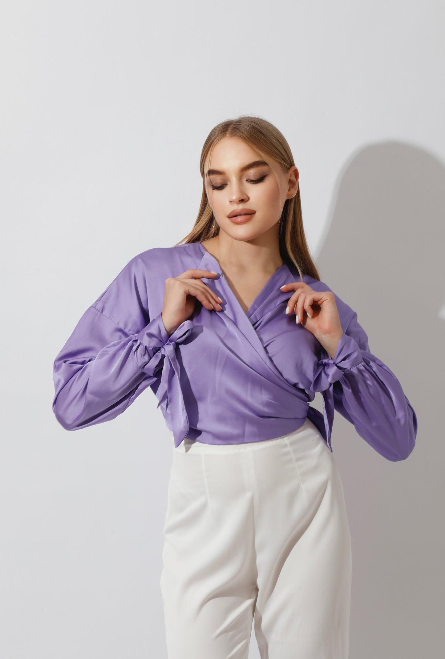 Wrap Tie Blouse - Lavender