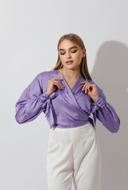 Wrap Tie Blouse - Lavender