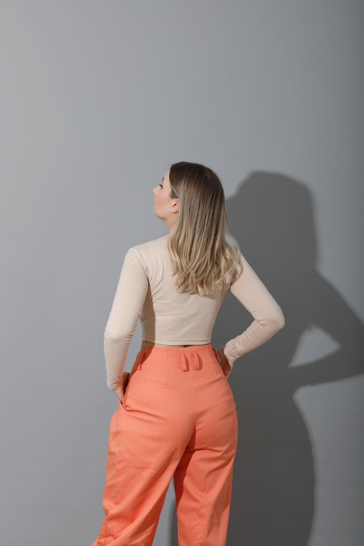 High Rise Paper-Bag Pants - Deep Saffron