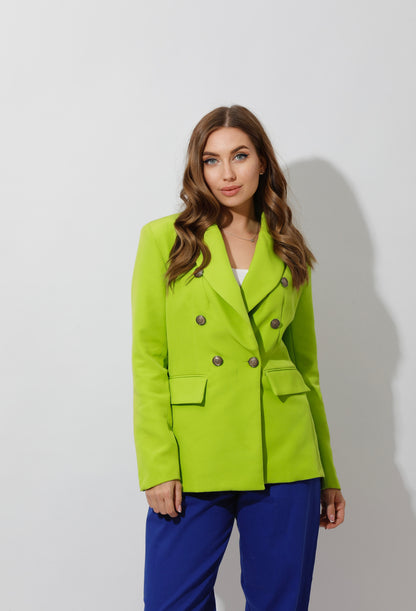 Double Breasted Blazer - Lime Green