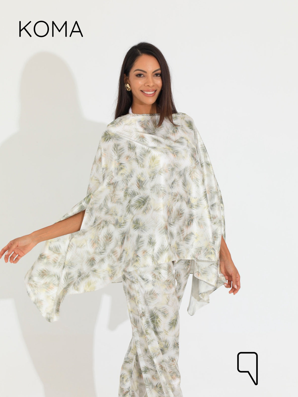 Celeste Satin Butterfly Blouse - Multicolored Olive