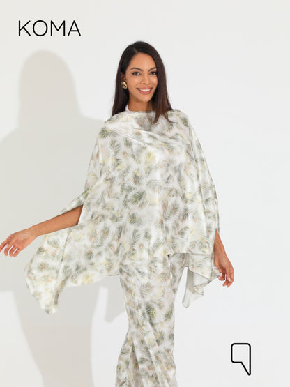 Celeste Satin Butterfly Blouse - Multicolored Olive