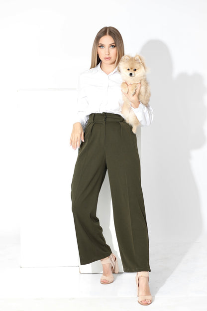 High Waist Trousers - Olive