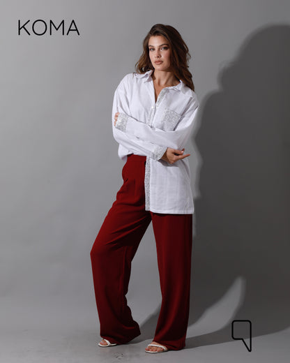 Glitter Long Sleeves Shirt - White