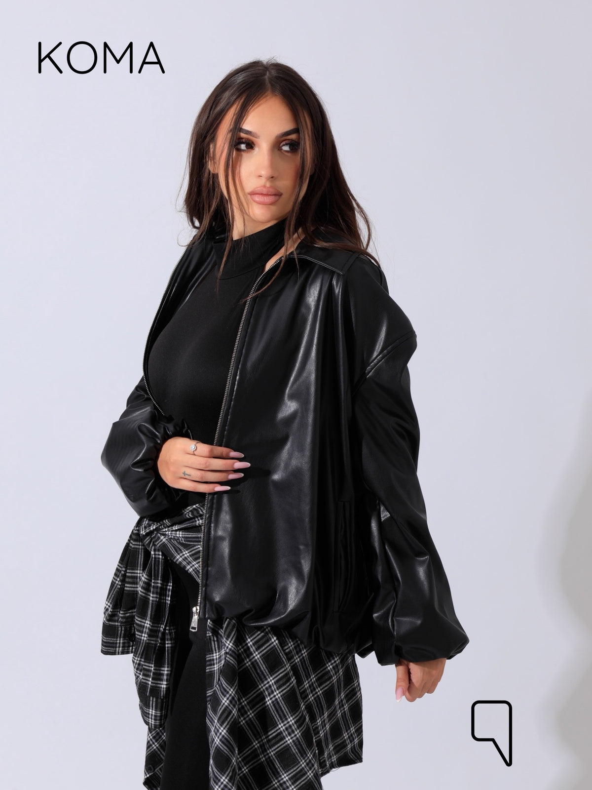 Mollie Leather Relaxed Jacket - Black