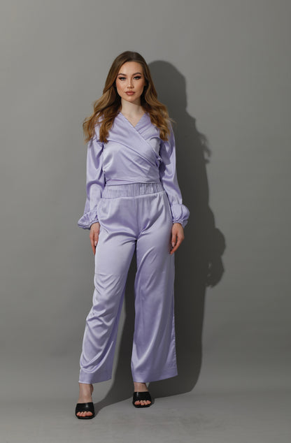 Wrapped Tie Blouse - Lavender Purple