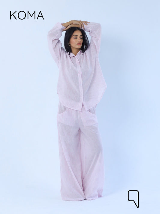 Matilda Wide Leg trousers - Striped Pink