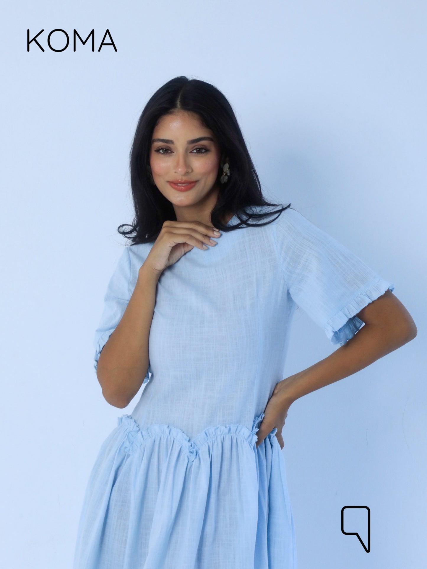 Eve Midi Blend Dress - Baby Blue