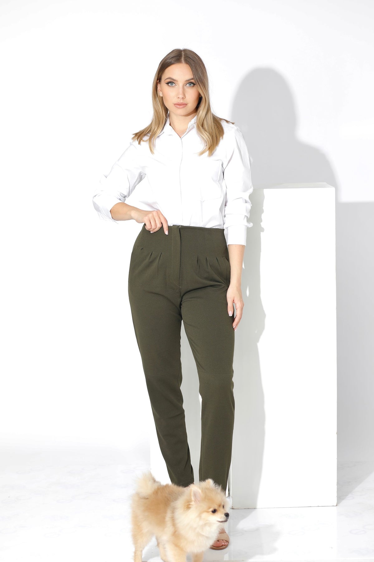 High Waist Trousers - Olive
