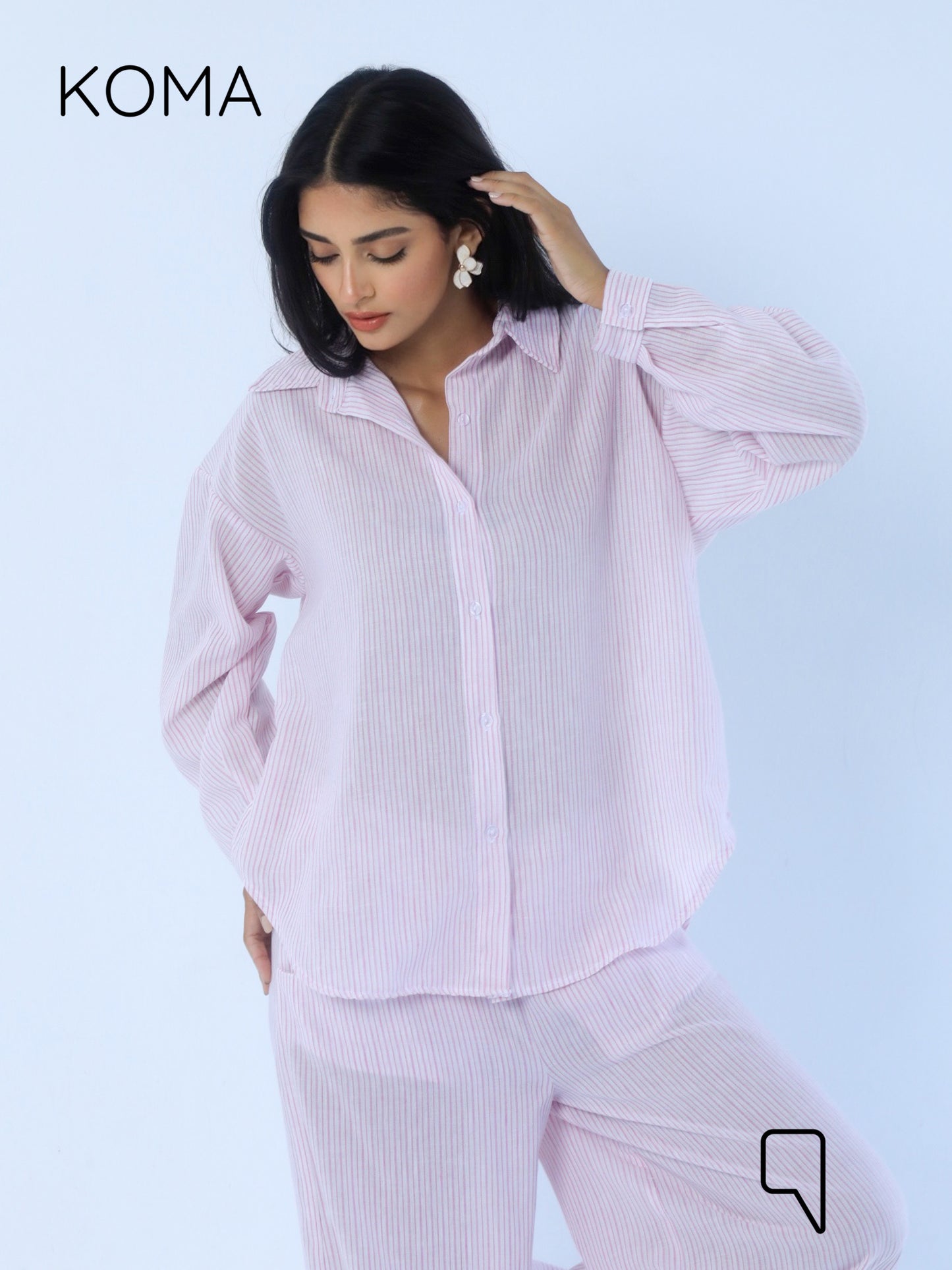 Matilda Long Sleeves Shirt - Striped Pink