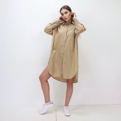 Oversized Shirt Dress - Beige