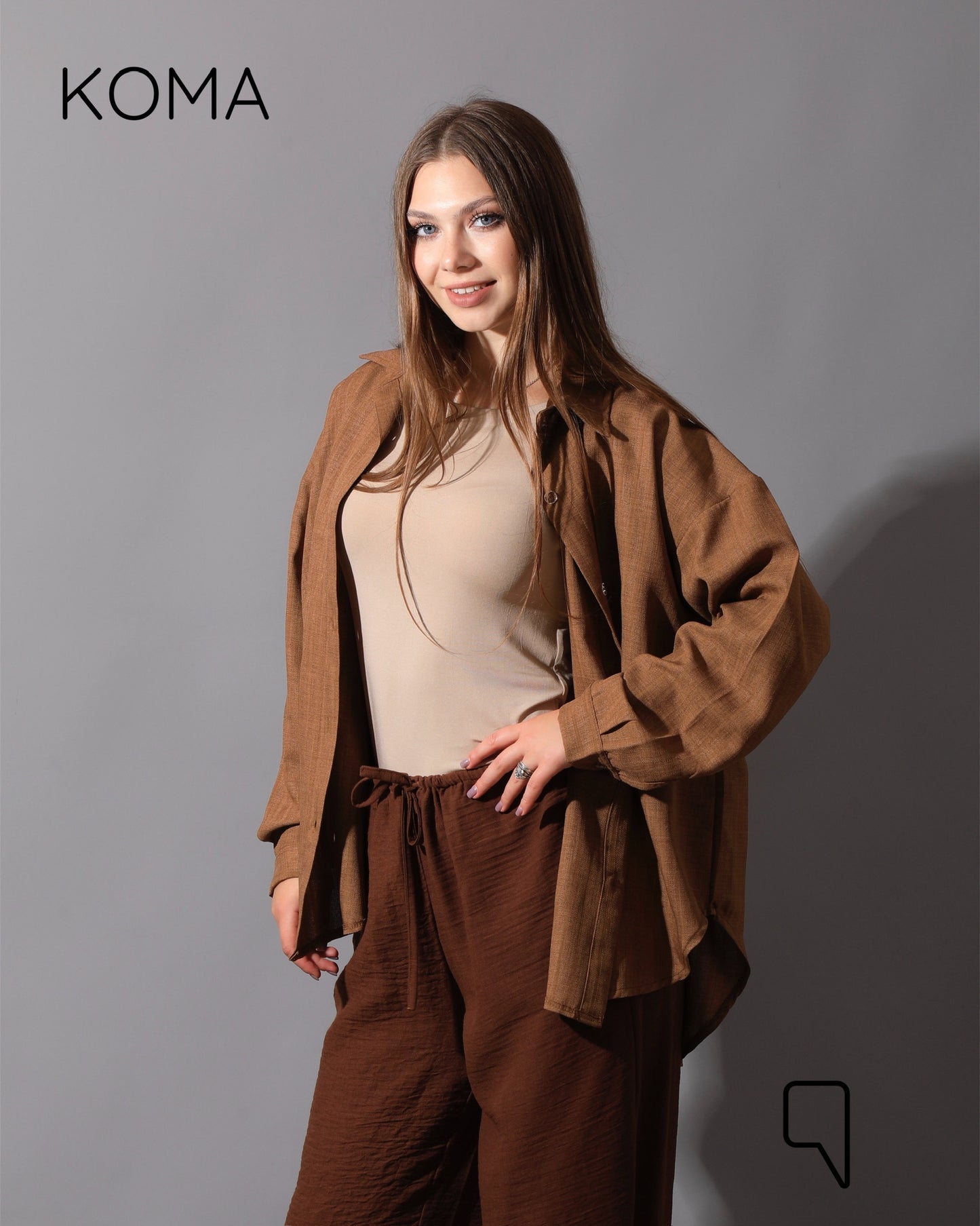 Textured Long Sleeves Shirt - Brown