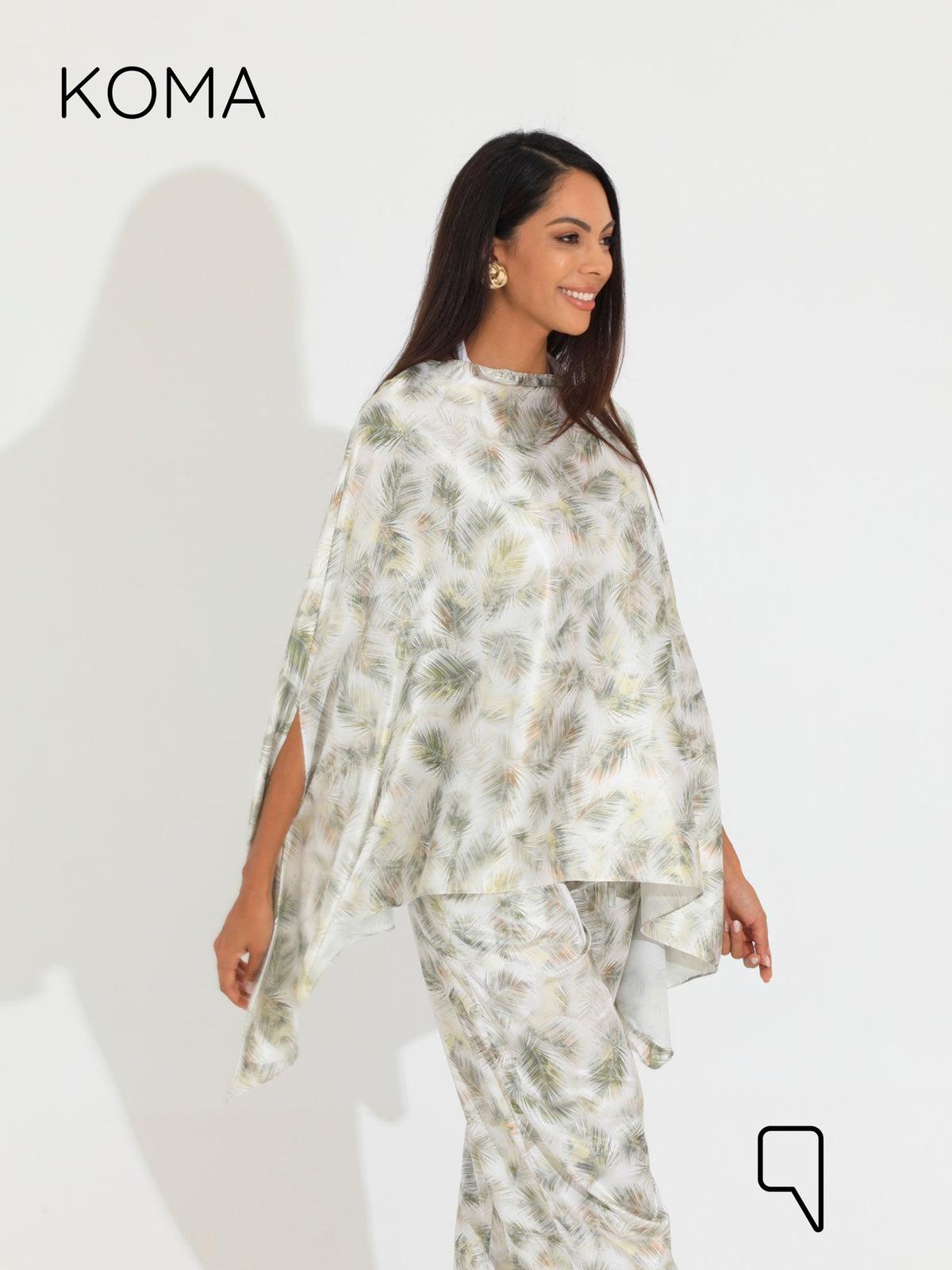 Celeste Satin Butterfly Blouse - Multicolored Olive
