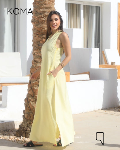 Paulina V Neck Maxi Dress - Yellow