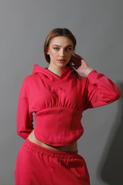 Corset Hoodie Set - Barbie Pink