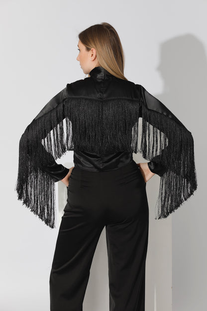 Fringed Blouse - Black