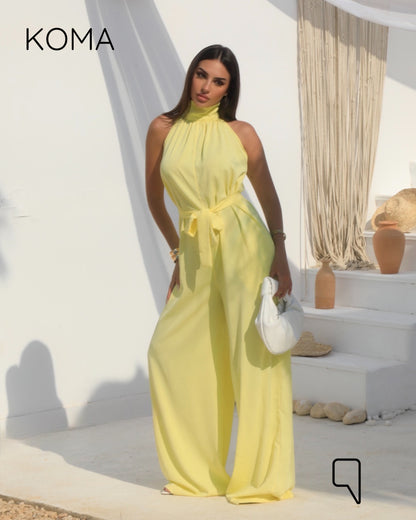 Georgie Sleeveless Wide Leg Jumpsuit - Yellow