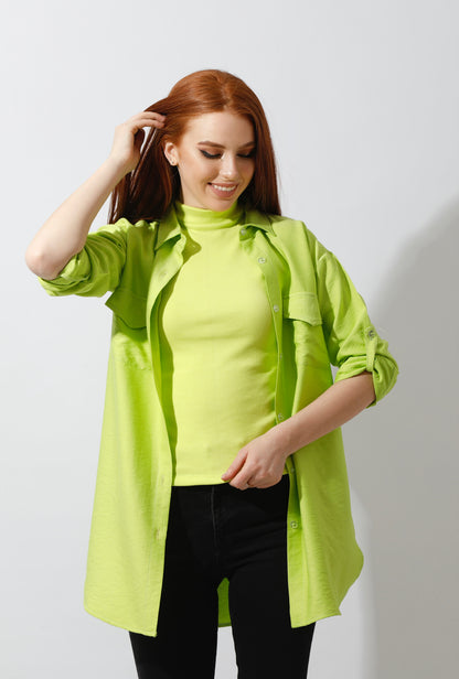 Shirt ‏with Two Pockets - Lime Green
