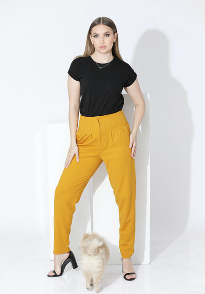 High Waist Trousers - Yellow