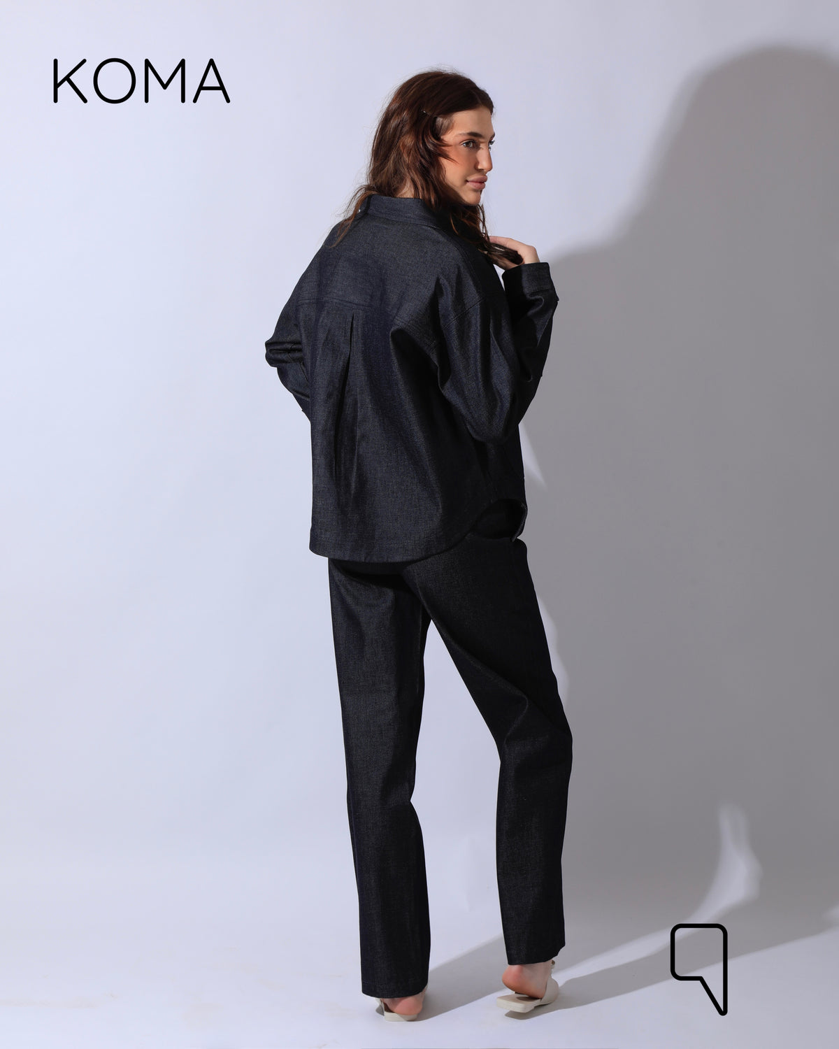 Juliette High-Waist Straight-Leg Trousers - Navy