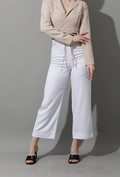Cropped wide leg pants - White