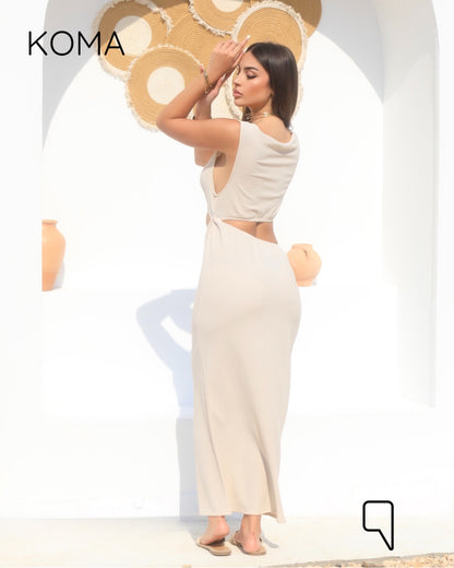 Paulina Cutout Beach Dress - Beige