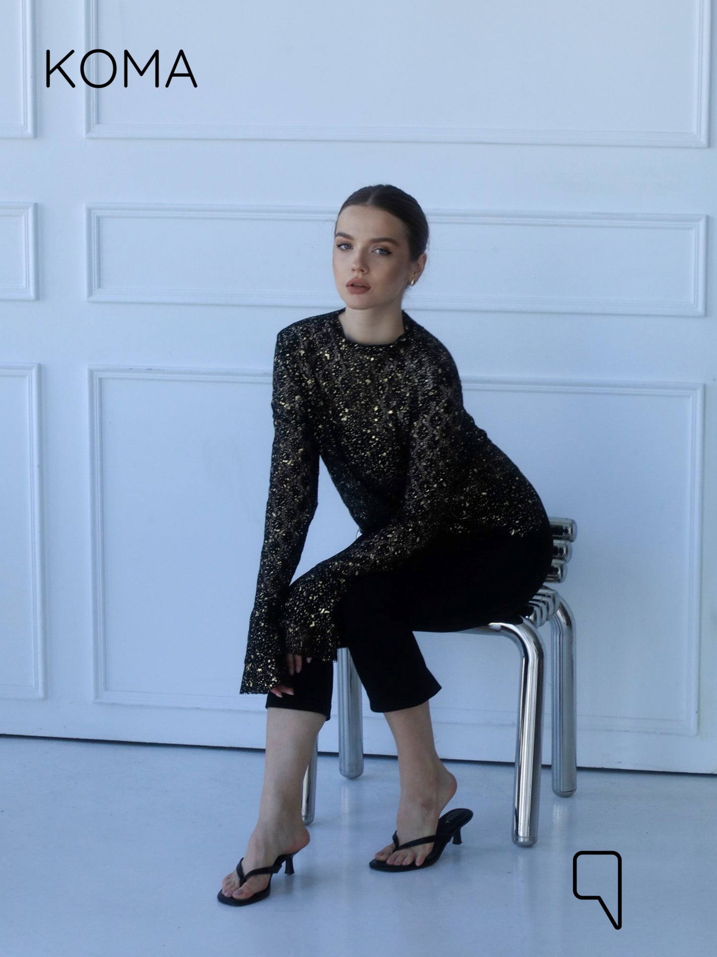 Chiara Dentil Blouse - Black Gold