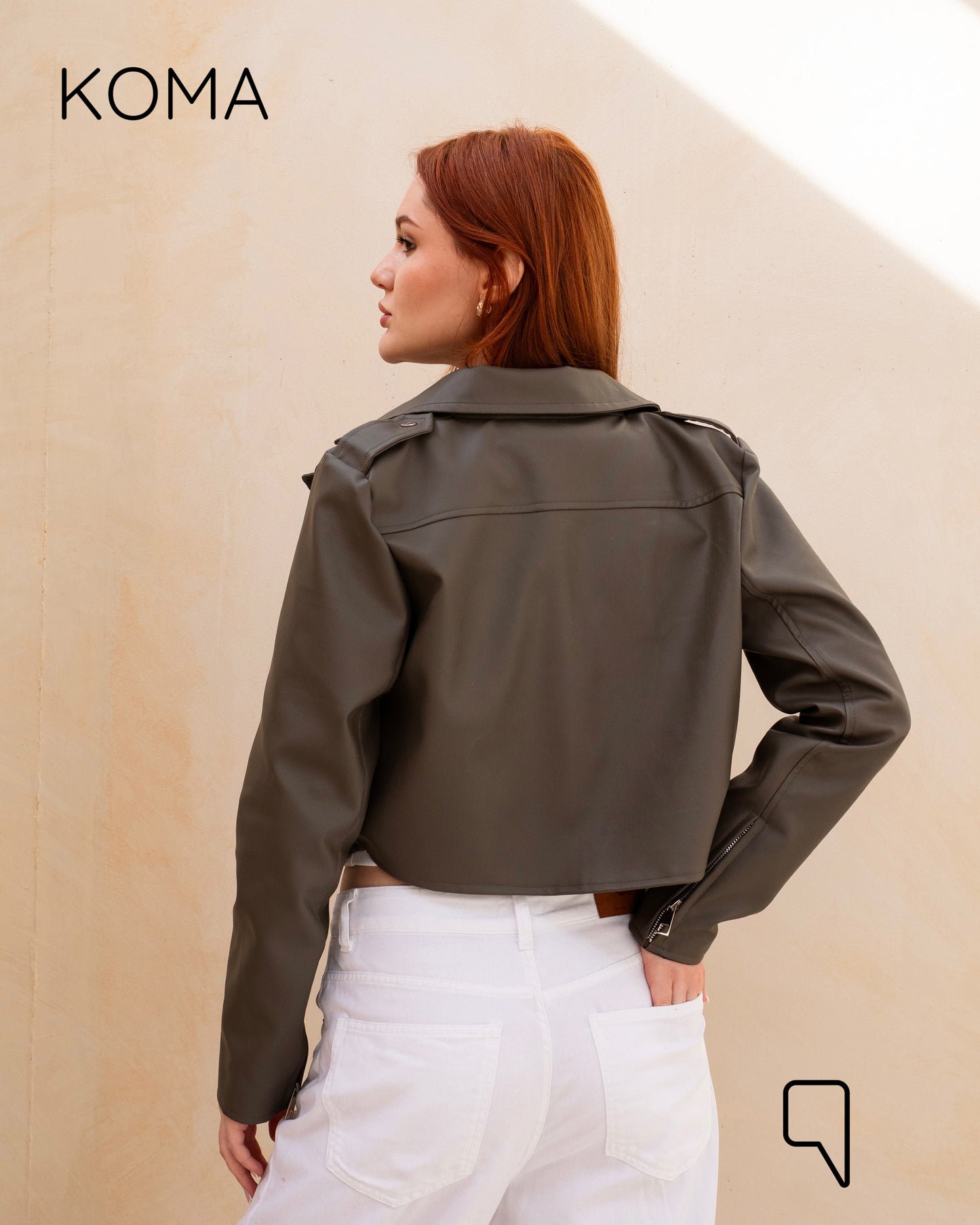 Leather Biker Jacket - Olive