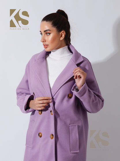 Darcy Long Double Breasted Coat - Lavender