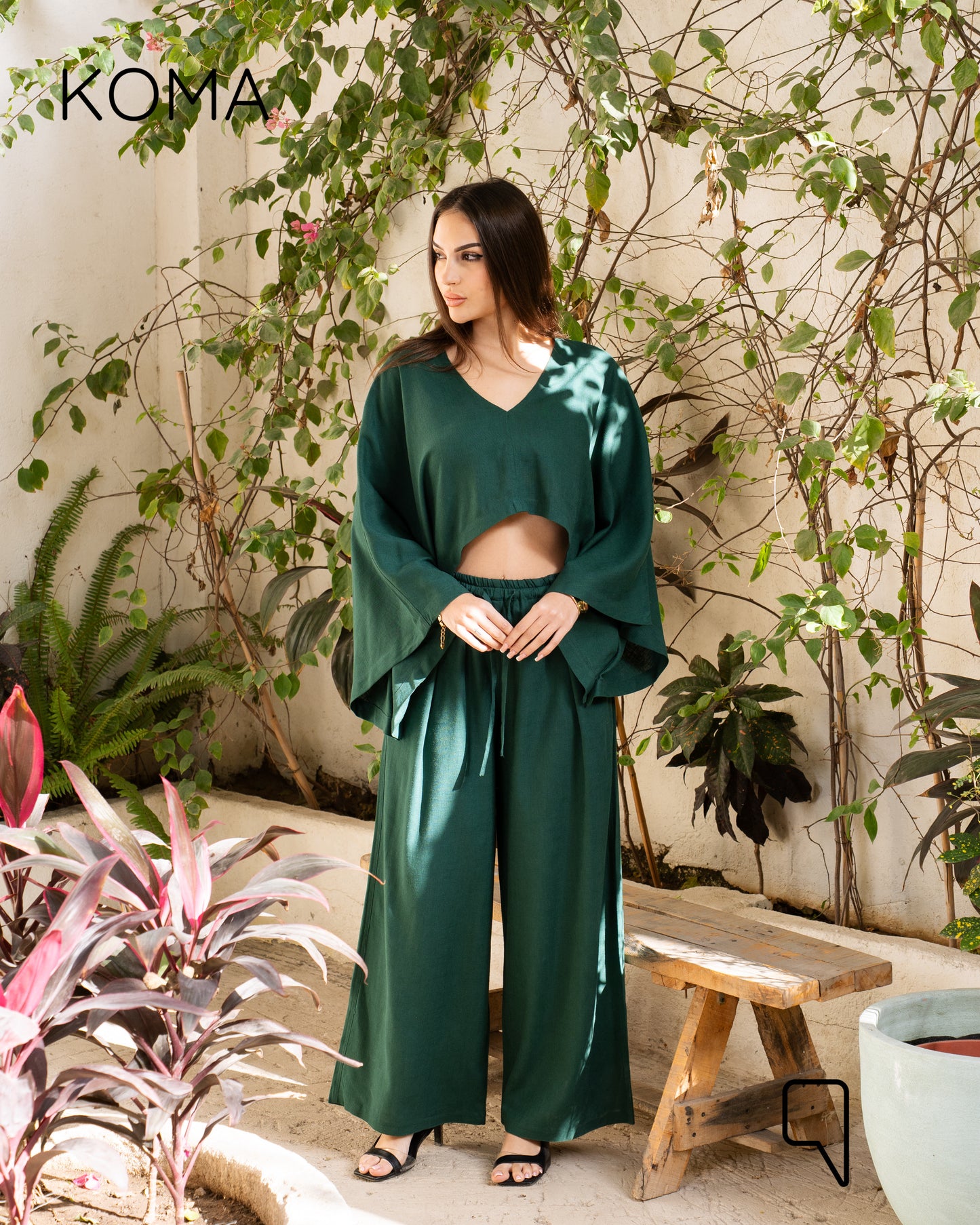 Anabella Asymmetric Cape - Green