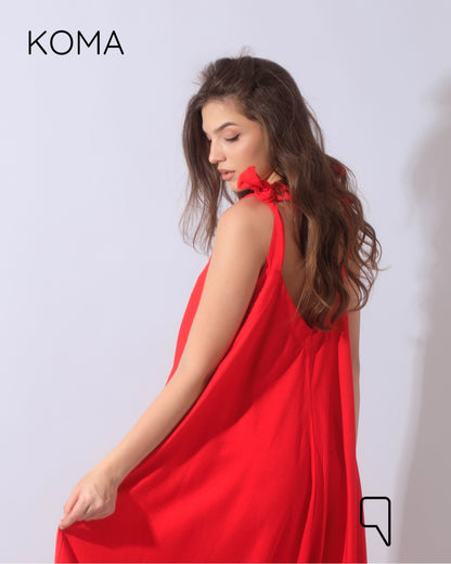 Tied Up Lose Jumpsuit - Red
