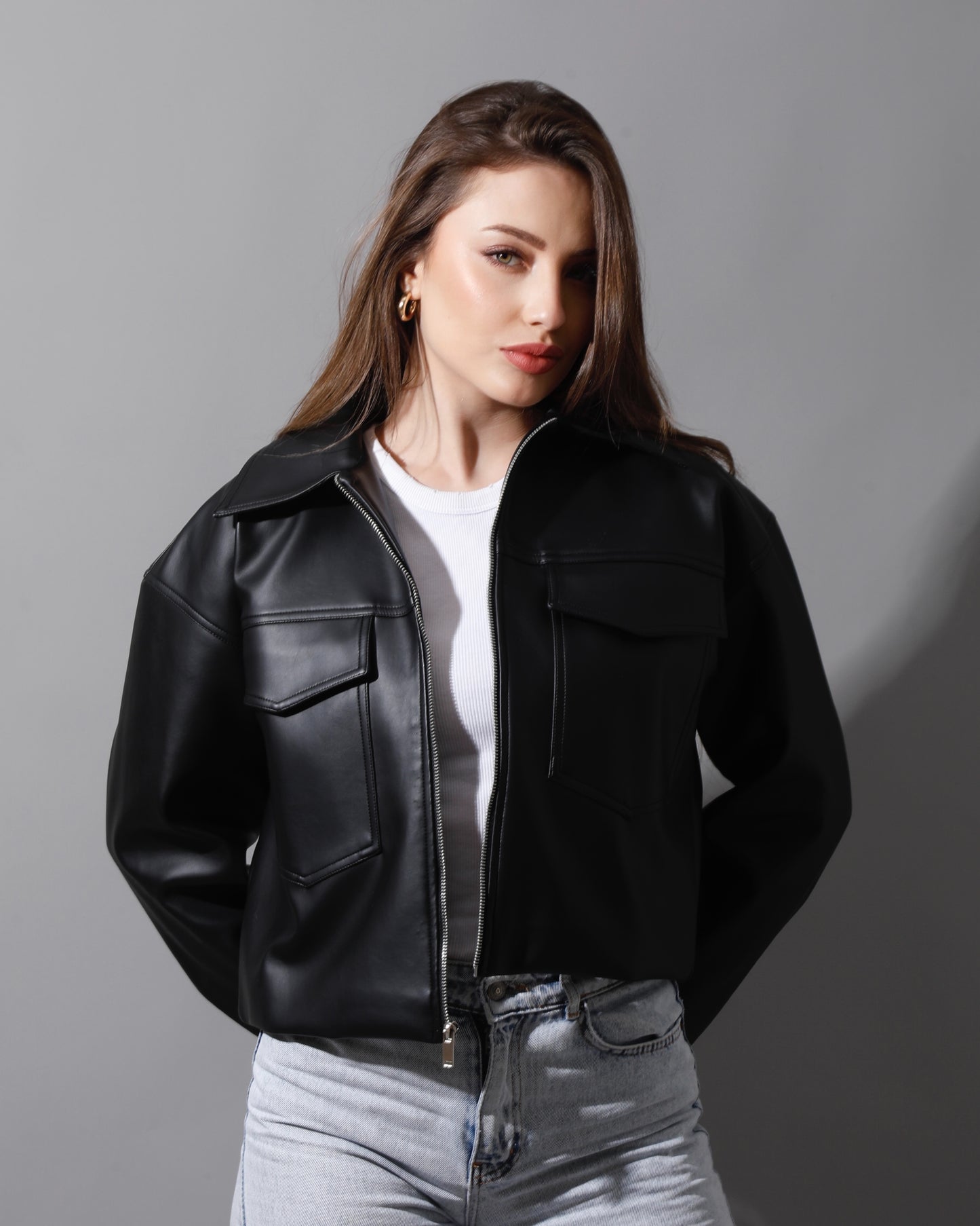 Leather Buckle Jacket - Black