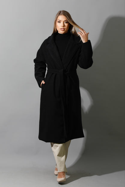 Oversized Wrapped Coat - Black