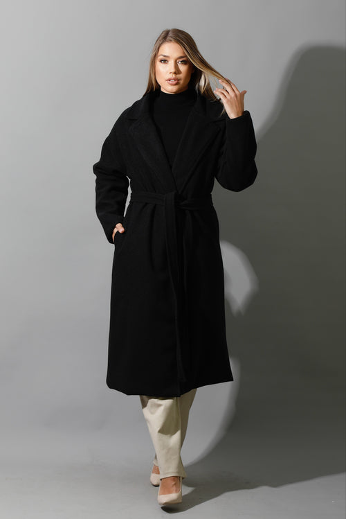 Oversized Wrapped Coat - Black