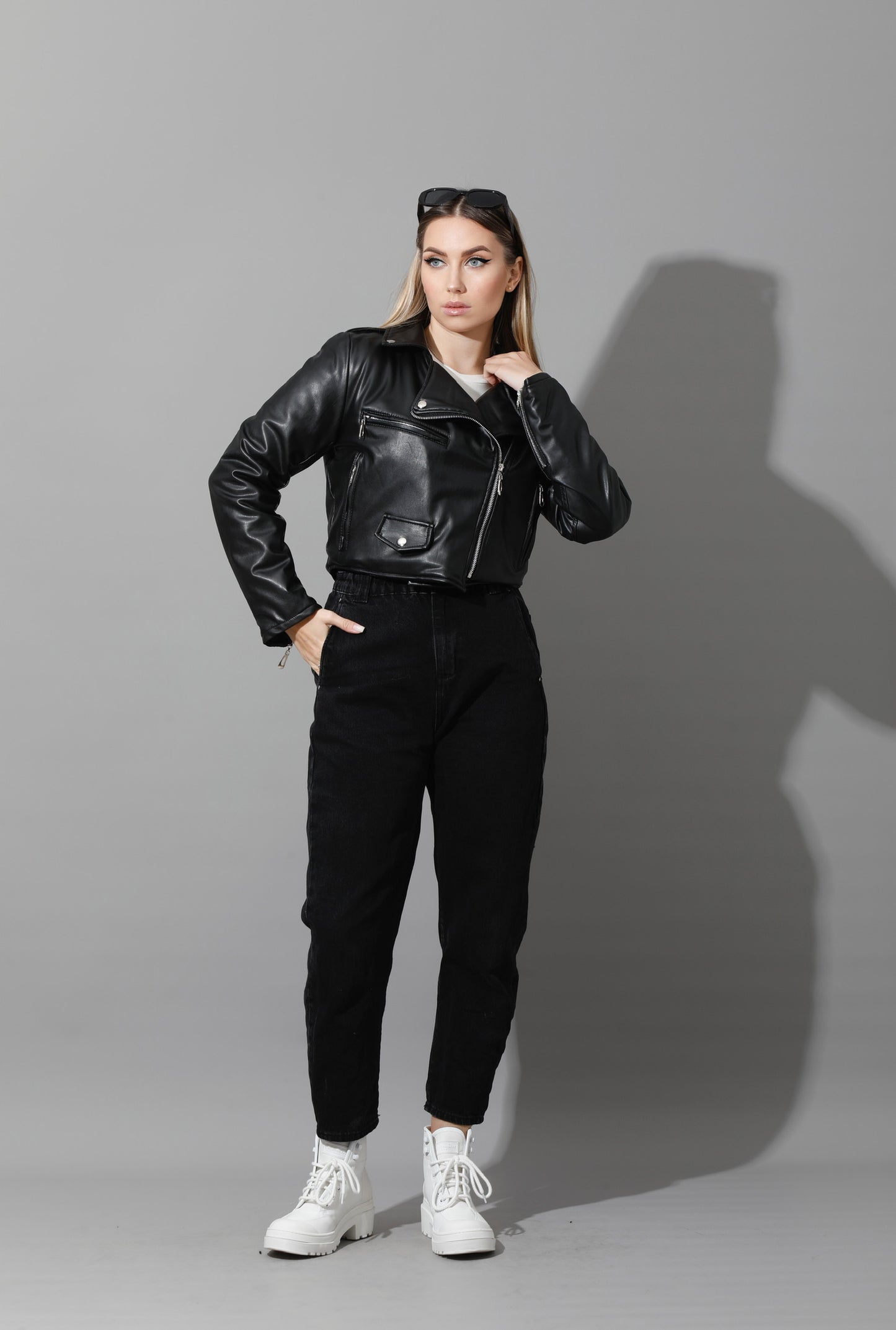 Leather Biker Jacket - Black