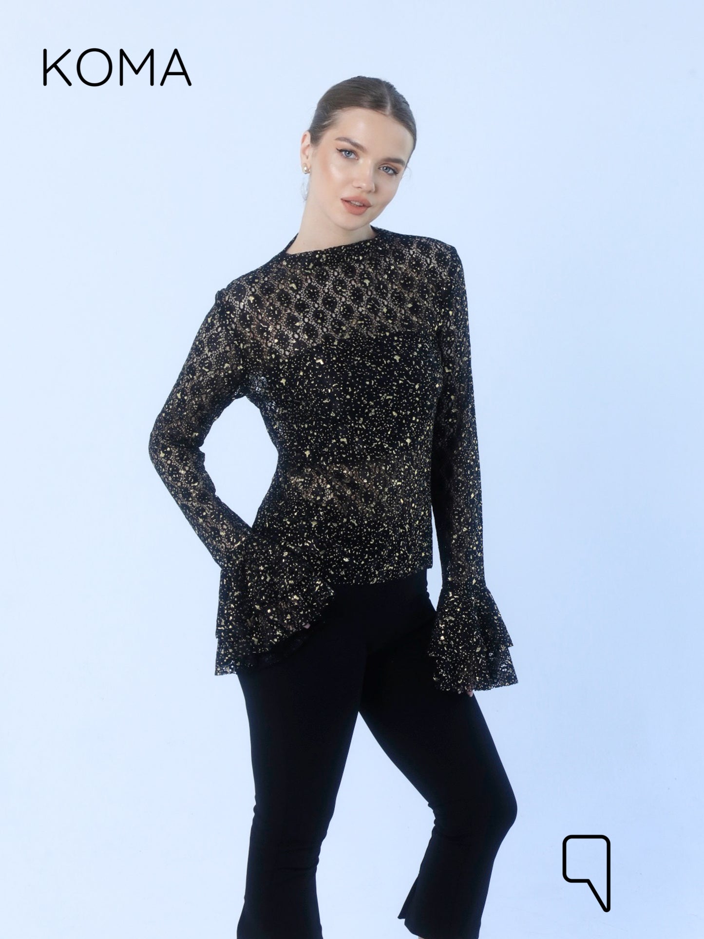 Chiara Dentil Blouse - Black Gold