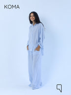 Matilda Long Sleeves Shirt - Striped Blue