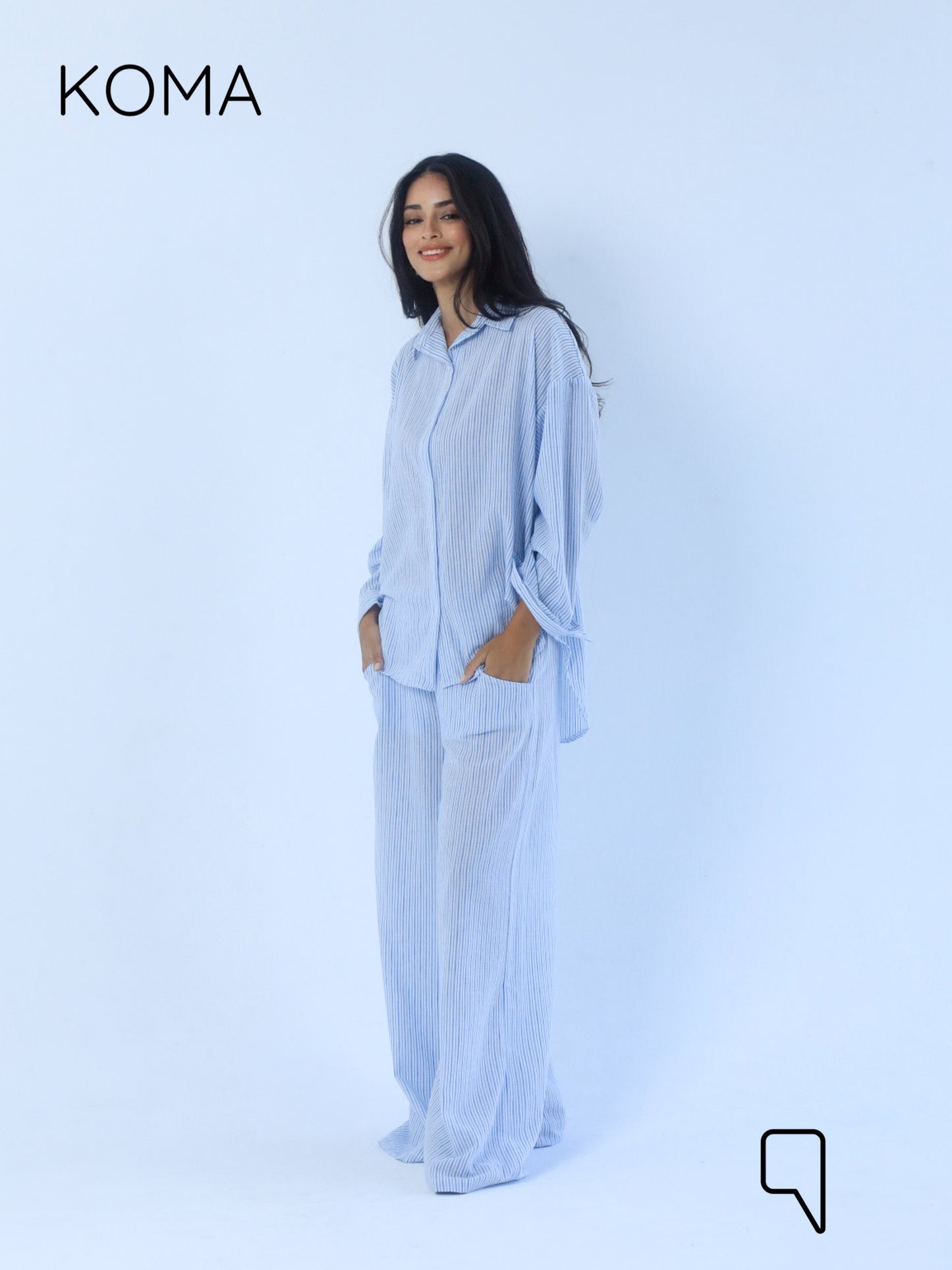 Matilda Long Sleeves Shirt - Striped Blue