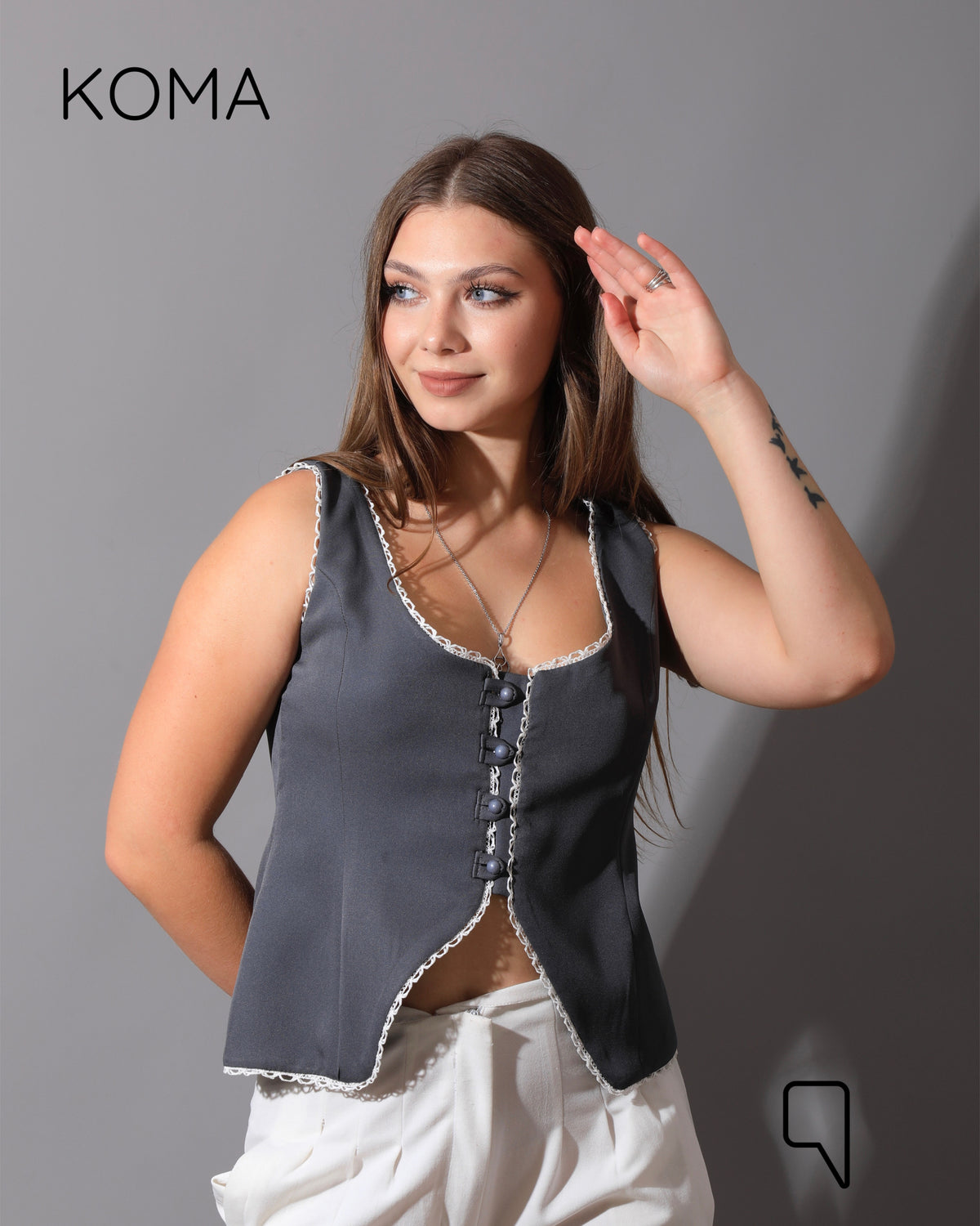 Accessorized Vest - Gray