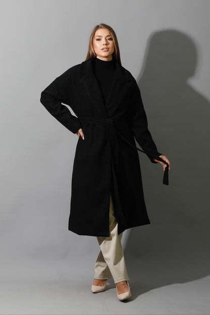 Oversized Wrapped Coat - Black